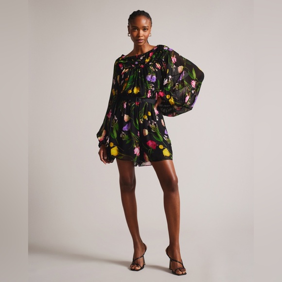 Ted Baker Pants - Ted Baker Brookii Ruffled Blouson Sleeve Romper Sz 2 NWT